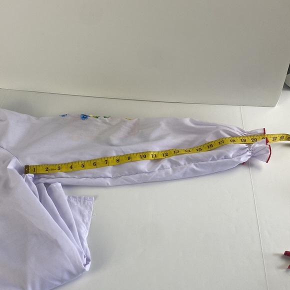 Traditional Ukrainian embroidered white blouse red tassels vyshyvanka size L - Picture 5 of 10